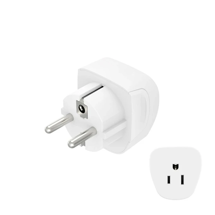 Hama Adaptador de Viaje Toma Tipo E y Schuko - Hembra Tipo A y B - Voltaje 230-250V - 5.7x5.1x5cm - Color Blanco 1