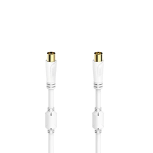 Hama Essential Cable Coaxial de Antena Macho/Hembra - Longitud 0.75m - Terminales Chapados en Oro - Triple Blindaje - Apantallamiento 100dB - Impedanc