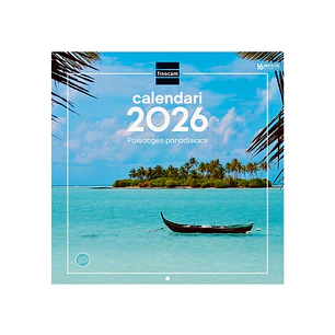 Finocam Calendario de Pared en Catalan - Anual 2026 - Imagenes Variadas - 300x300mm - Espacio para Escribir - Tematica de Paisajes