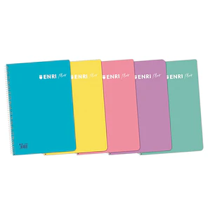 Enri Plus 4º Cuaderno Espiral 4x4 - Tapa de Plastico - 80 Hojas 90gr - Colores Surtidos