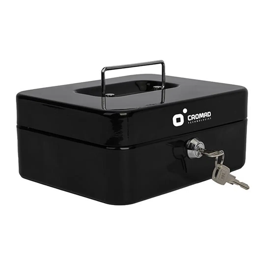 Cromad CR1224 Caja de Caudales Metalica - Cerradura de Llave - 3 Compartimentos - Asa de Transporte - 90x200x160mm 1