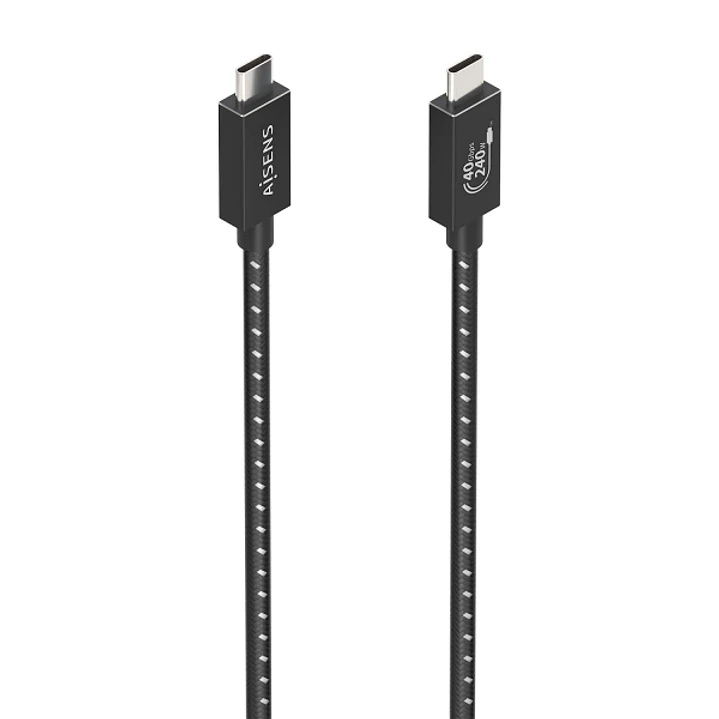 Aisens Cable USB4 Gen3x2 Aluminio 40Gbps 8K@60Hz 5A 48V 240W E-Mark - Tipo USB-C/M-USB-C/M - 0.5M - Color Negro 1