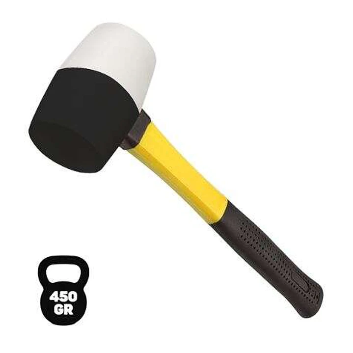 Blim Mazo para Trabajos Delicados - Peso 450 G - Cabeza de Caucho - Mango de Fibra - Color Blanco y Negro 1