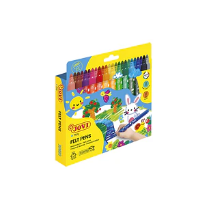 Jovi Felt Pens Estuche de 24 Rotuladores Jumbo - Punta de 5.8mm - Amplia Variedad de Tonos - Tinta de Gran Fijacion - Capuchon de Seguridad Ventilado 