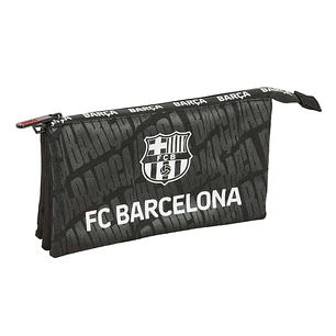 Safta F.C.Barcelona Portatodo - 3 Compartimentos con Cremalleras - Bolsillo Interior - 0.6L - 220x30x120mm - Color Negro