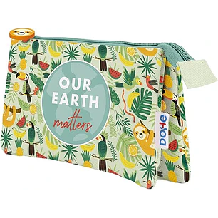 Dohe WWF Tropic Portatodo Triple - Cierre Doble con Cremallera y Tirador de Goma