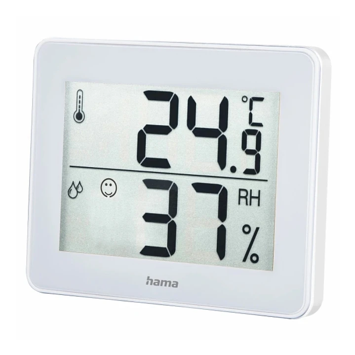 Hama Medidor de Temperatura y Humedad para Interior - Pantalla Digital - Memoria de Datos - Indicador de Confort - Permite Colgar en Pared - 10x1.1x8. 1