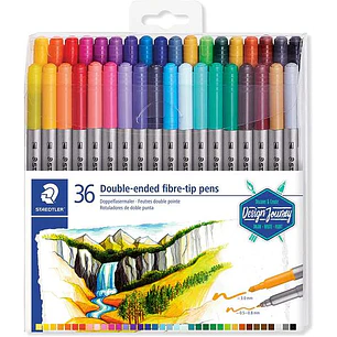 Staedtler 3200 Pack de 36 Rotuladores de Doble Punta - Resistente a la Presion - Colores Surtidos