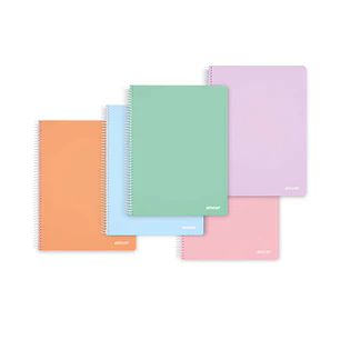 Ancor Classic Stripes Cuaderno Espiral Tamaño Folio Cuadriculado 4x4mm - 80 Hojas 90gr - Tapa de Plastico - Colores Pastel Surtidos