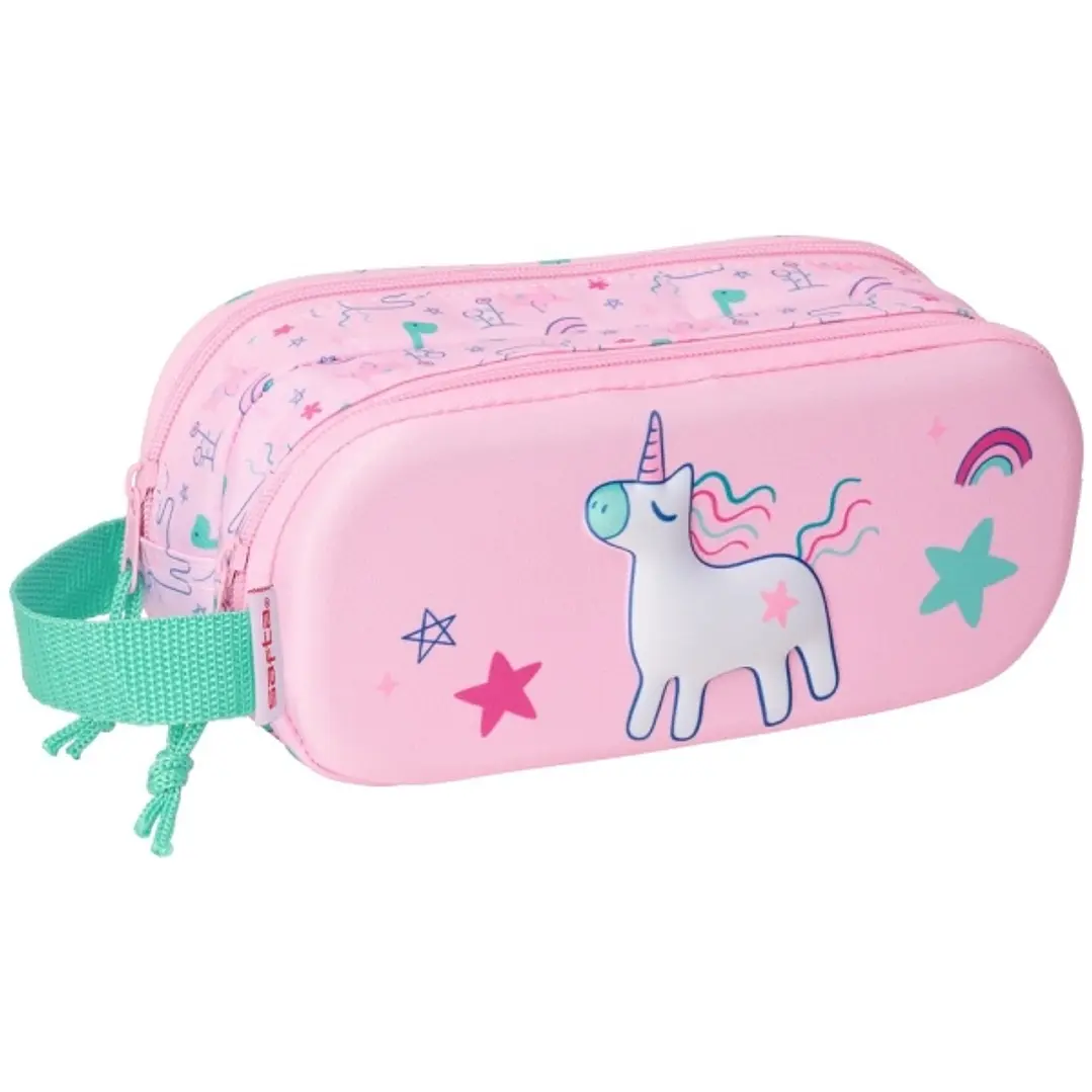 Safta Unicornio Portatodo - Cremallera - Asa Lateral - Color Rosa 1