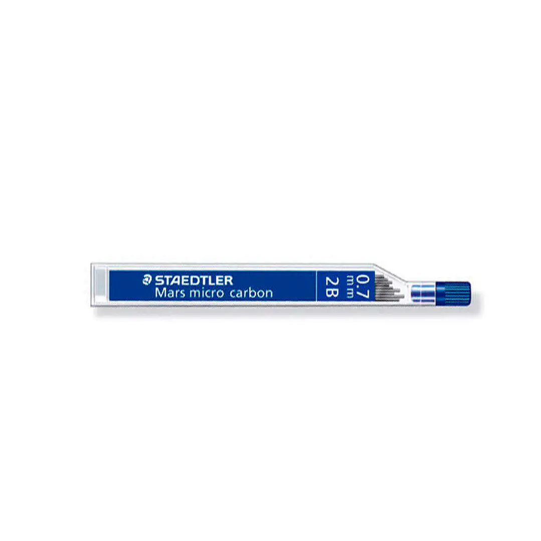 Staedtler Mars Micro Carbon 250 Tubo de 12 Minas de Grafito - Dureza 2B - Trazo 0.7mm - Alta Resistencia 1