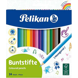 Pelikan Caja de 24 Lapices de Colores Hexagonales Lacados - Mina Antirotura - FSC