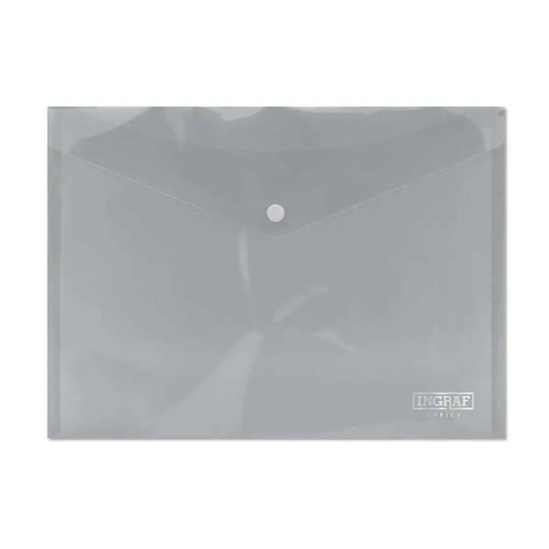 Ingraf Sobre Portadocumentos A4 - Cierre de Broche - Polipropileno Cristal Transparente - Transparente 1