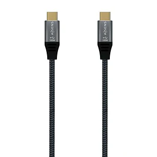 Aisens Cable USB 3.2 Gen2x2 Aluminio 20Gbps 8K@30Hz 5A 100W E-Mark, Tipo USB-C/M-USB-C/M - 1.5m - Color Gris