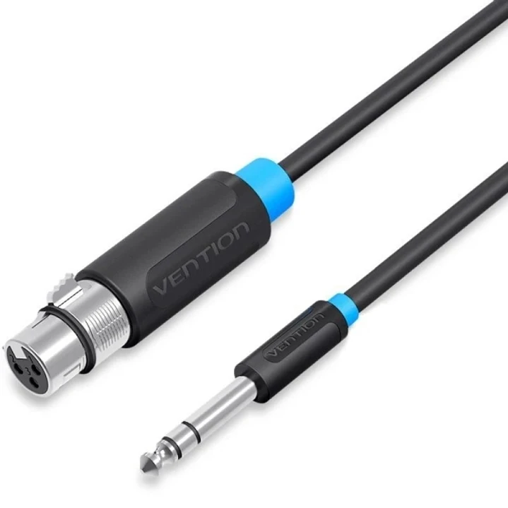 Vention Cable de Audio - Longitud 3m - TRS 6.5mm - XLR Hembra - Blindaje Multicapa - Color Negro 1