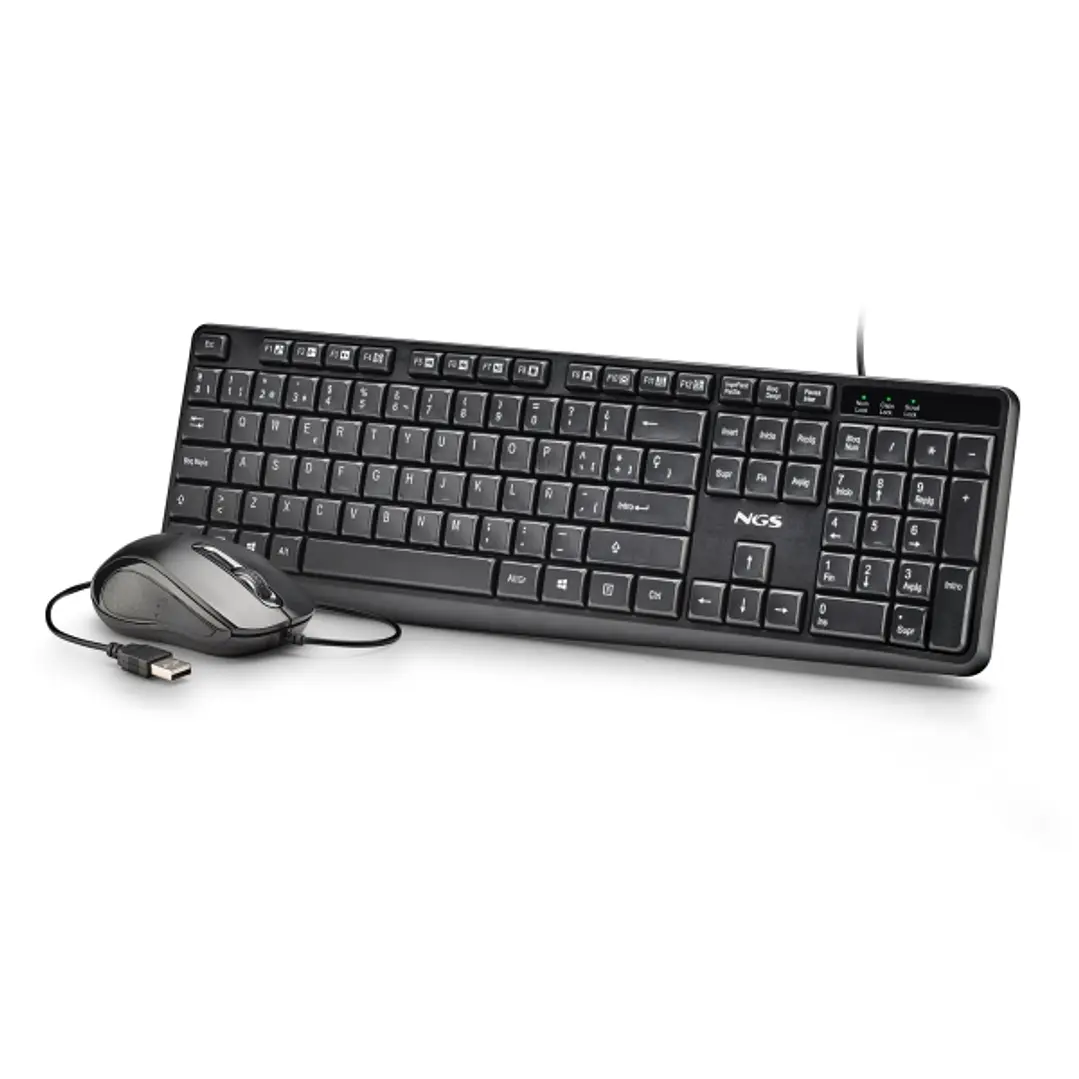 NGS Cocoa Kit V2 Combo Teclado + Raton USB - Teclado Multimedia - Raton 1000dpi 3 Botones - Uso Ambidiestro - Color Negro 1