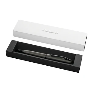 Pelikan Jazz Noble Boligrafo Retractil - Trazo de 1mm - Mecanismo de Giro - Recambio 337M Azul - Estuche de Regalo - Cuerpo Satinado - Color Gris Oscu