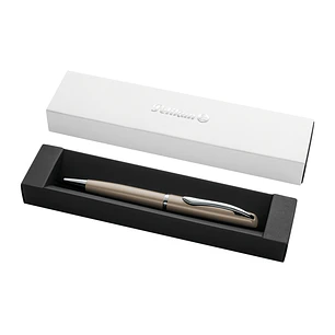 Pelikan Jazz Noble Boligrafo Retractil - Trazo de 1mm - Mecanismo de Giro - Recambio 337M Azul - Estuche de Regalo - Cuerpo Satinado - Color Pardo