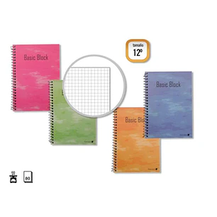 Golden Cuaderno Espiral 12º Natural (85x125mm) 80 Hojas 60gr Cuadricula - Margen Remarcado - Tapa Normal Plastificada - Colores Surtidos