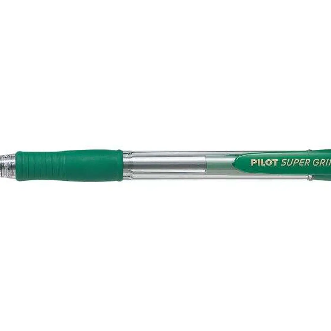 Pilot Boligrafo de Bola Retractil SuperGrip - Punta Redonda 1.0mm - Trazo 0.27mm - Tinta de Aceite - Grip Ergonomico - Color Verde 1