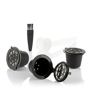 Innovagoods Recoff Pack de 3 Capsulas de Cafe Reutilizables - Acero Inoxidable - Facil Limpieza - Compatible con Cafeteras Nespresso - Sostenible y Ec
