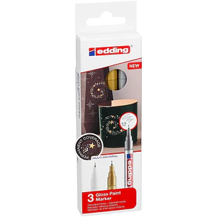 Edding 780 Pack de 3 Rotuladores Permanentes de Tinta Opaca - Punta Redonda - Trazo 0.8mm - Puntas de Recambio Disponibles - Secado Rapido - Colores B