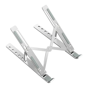 Ewent EW1266 Soporte Plegable de Viaje - Aleacion de Aluminio - Eleva de 5 a 15 cm tu Portatil - Color Plata