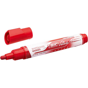 Bic Velleda Liquid Ink Marcador para Pizarra - Punta Media - Trazo 2.3mm - Tinta Liquida con Base de Alcohol - Color Rojo
