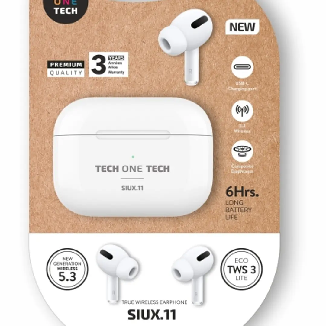 TechOneTech SIUX Auriculares Inalambricos Bluetooth TWS - Hasta 20h de Reproduccion - IPX5 - Color Blanco 1
