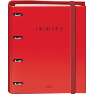 Dohe Colour Vibes Carpeta de 4 Anillas Mixtas de 35mm Recambio 100 Hojas Cuadricula 5mm - Formato A4 - Cierre con Goma - Incluye 4 Separadores y Sobre