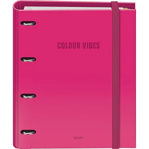 Dohe Colour Vibes Carpeta de 4 Anillas Mixtas de 35mm Recambio 100 Hojas Cuadricula 5mm - Formato A4 - Cierre con Goma - Incluye 4 Separadores y Sobre