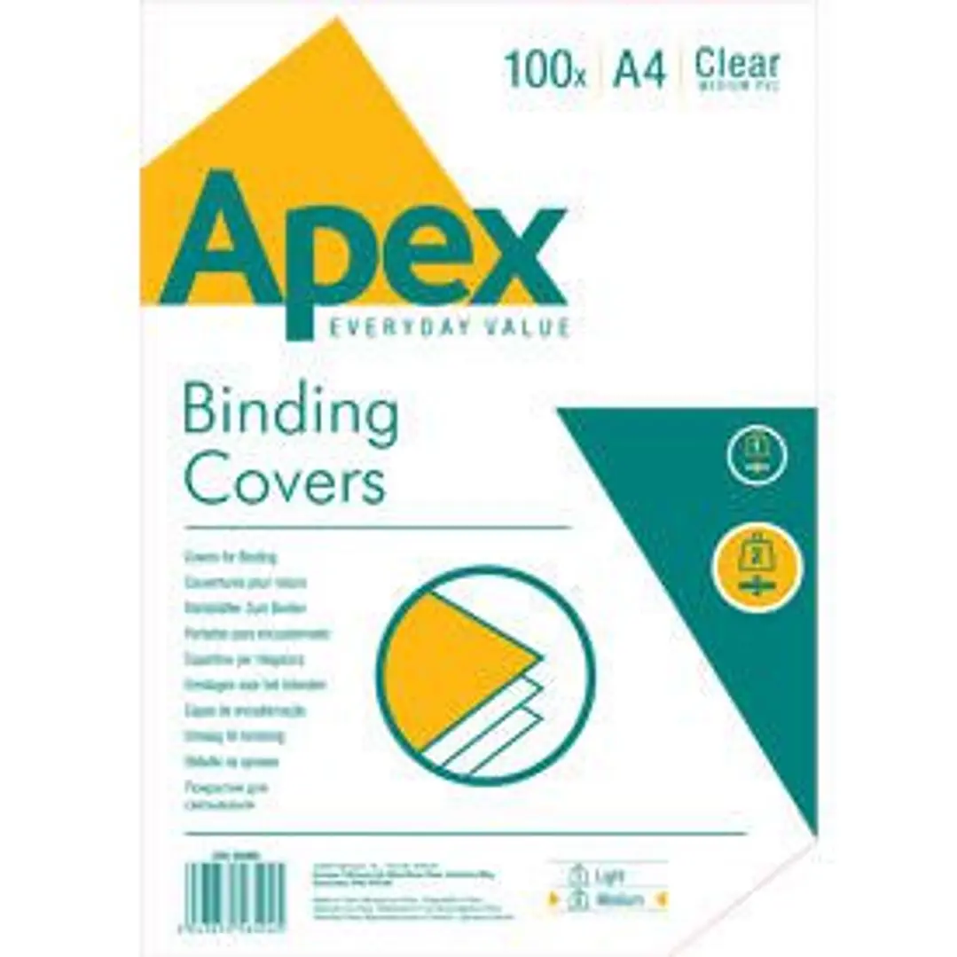 Fellowes Apex Pack de 100 Portadas para Encuadernar de PVC A4 - 180 Micras - Muy Resistentes - Transparentes 1
