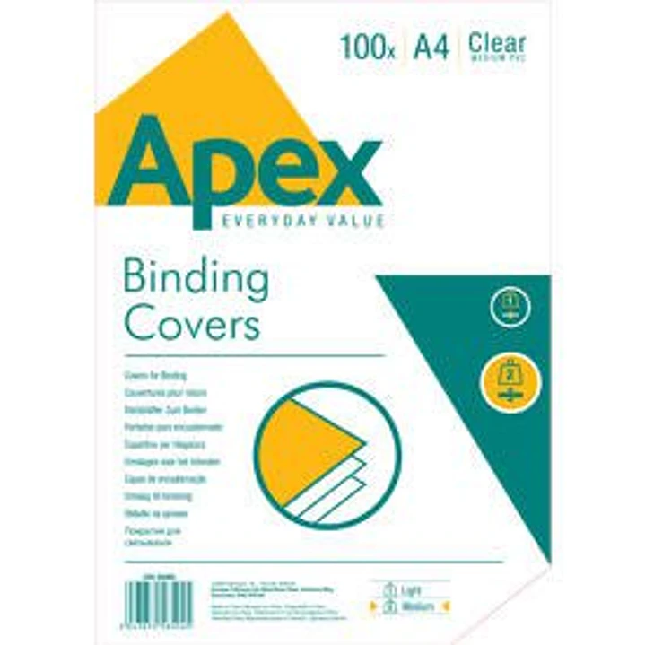 Fellowes Apex Pack de 100 Portadas para Encuadernar de PVC A4 - 180 Micras - Muy Resistentes - Transparentes 1