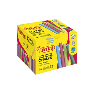 Jovi Classcolor Caja de 100 Tizas Antipolvo - Especiales para Dibujar en El Suelo - Ideales para Juegos y Murales en Asfalto - Facil Eliminacion con A