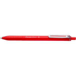 Pentel iZee Boligrafo de Bola Retractil - Punta 0.7mm - Trazo 0.35mm - Clip de Metal - Color Rojo
