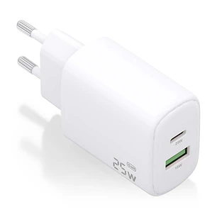 Aisens Cargador 25W - 1xUSB-C PD3.0 - 1xUSB-A QC3.0 - Color Blanco
