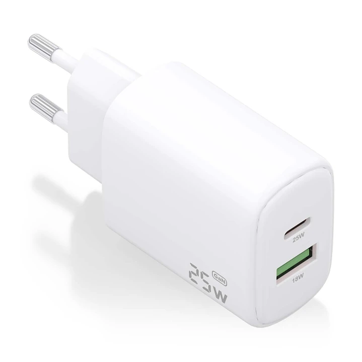 Aisens Cargador 25W - 1xUSB-C PD3.0 - 1xUSB-A QC3.0 - Color Blanco 1
