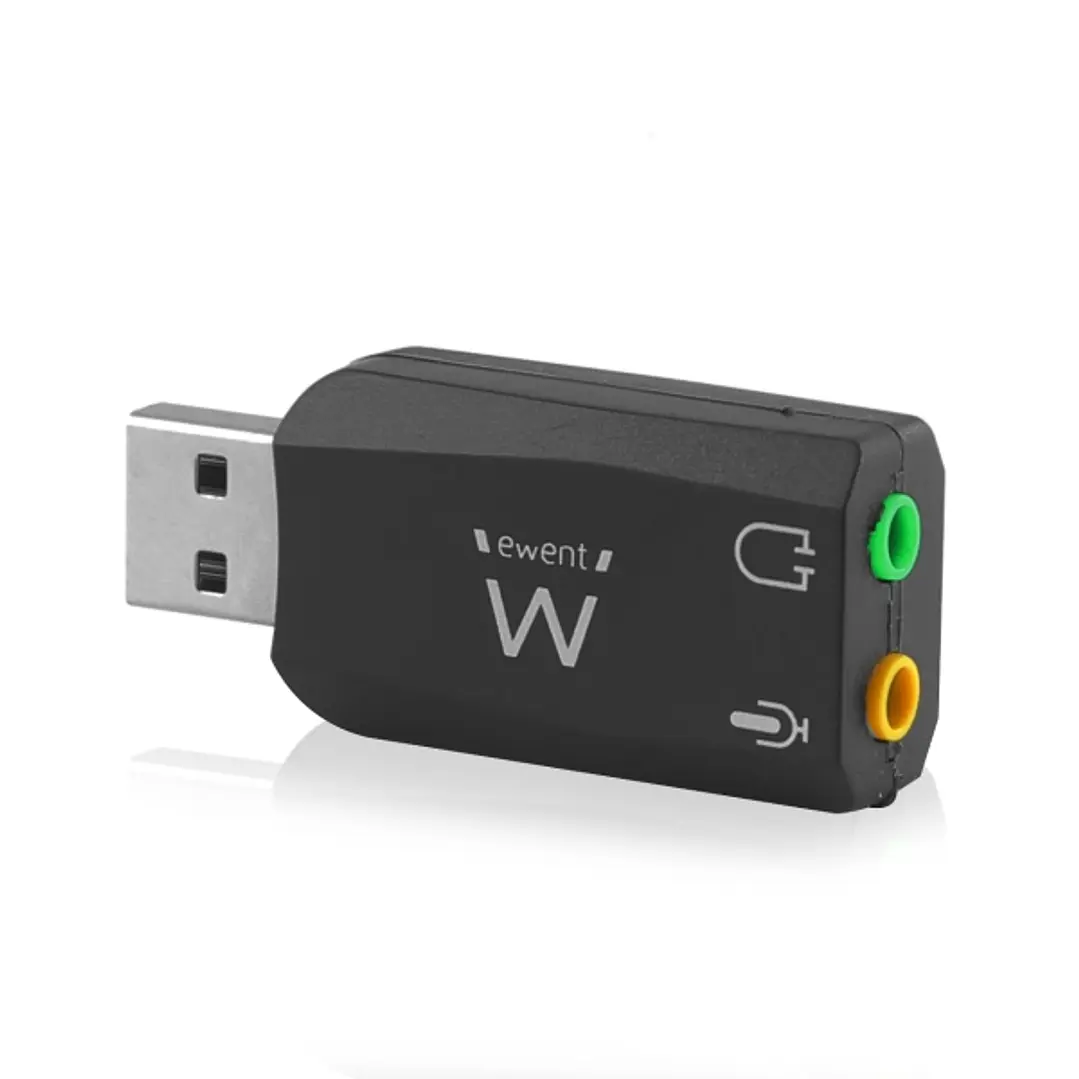 Ewent EW3751 Adaptador USB Audio - 2 Conectores 3.5mm para Microfono y Altavoces - Sonido 5.1 - Color Negro 1
