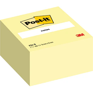 Post-It Cubo de 450 Notas Adhesivas Reposicionables - Forma Cuadrada - 76x76mm - Color Amarillo Claro