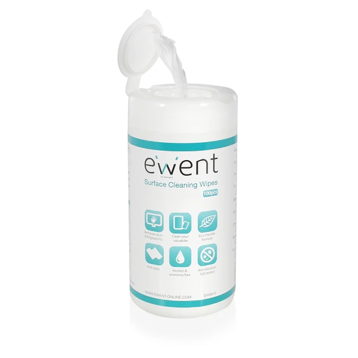 Ewent Toallitas de Limpieza para Pantallas - Antibacteriano - Antiestatica - Sin Alcohol - Color Blanco 1