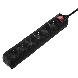 Hama Regleta Alimentacion con 6 Tomas - Cable 1.4m - Interruptor de Encendido - 33.7x5.5x4.7cm - Color Negro