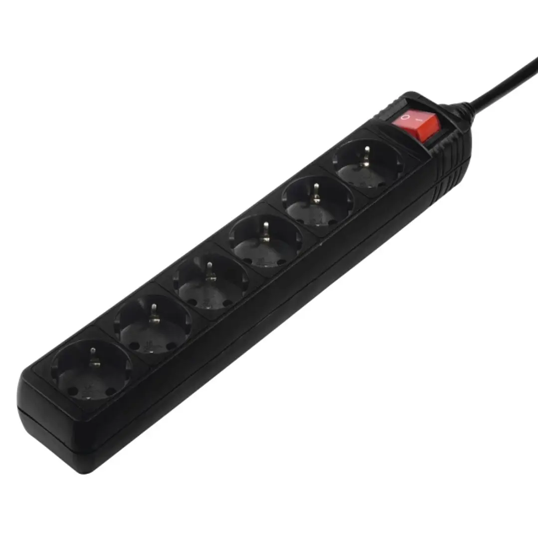 Hama Regleta Alimentacion con 6 Tomas - Cable 1.4m - Interruptor de Encendido - 33.7x5.5x4.7cm - Color Negro 1