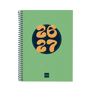 Finocam Cool Agenda Escolar 26/27 - Semana Vista Horizontal - Formato 4º - 155x212mm - Tapas de Carton Forrado - Papel de 80g/m2 - Espiral Metalica - 