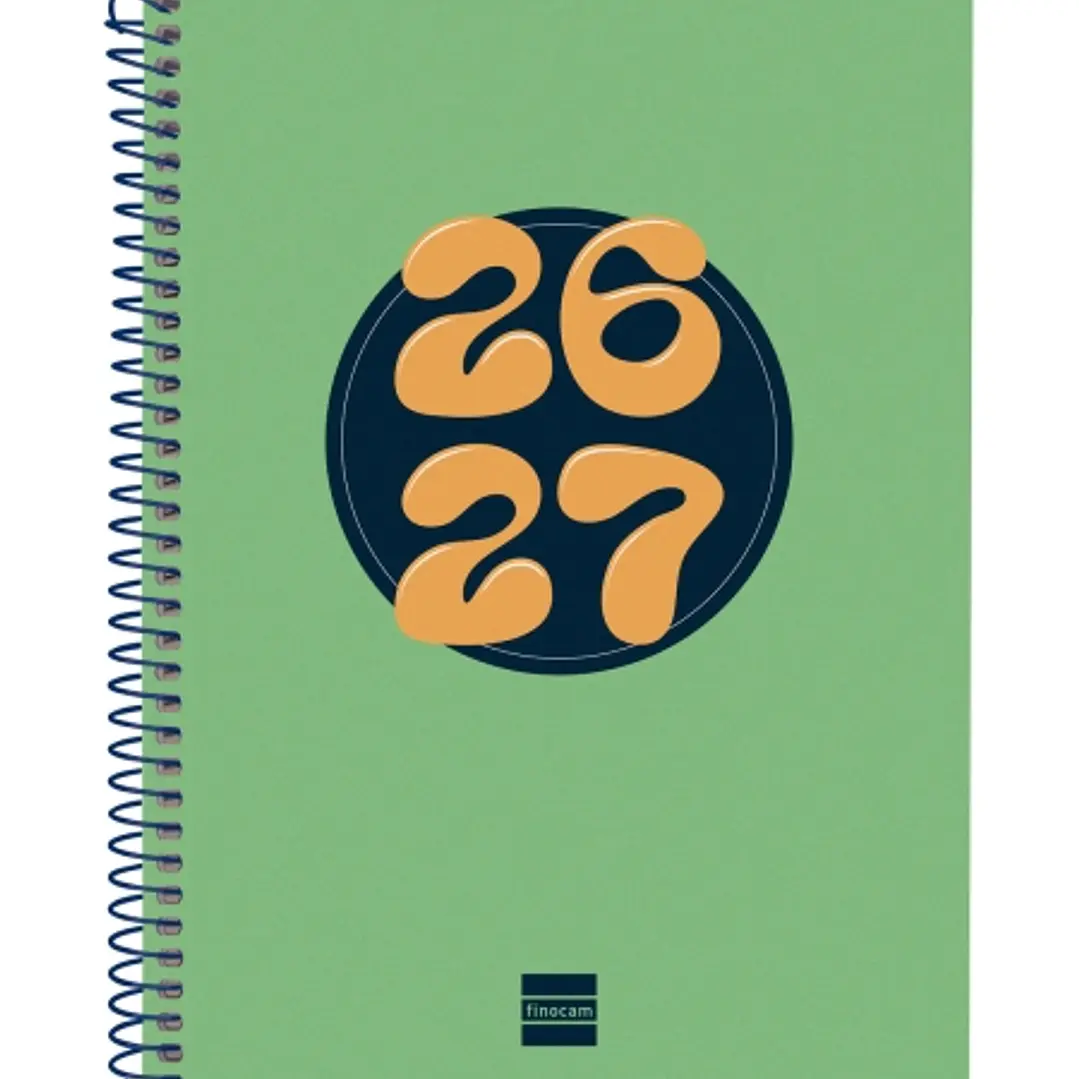 Finocam Cool Agenda Escolar 26/27 - Semana Vista Horizontal - Formato 4º - 155x212mm - Tapas de Carton Forrado - Papel de 80g/m2 - Espiral Metalica -  1