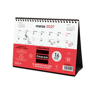 Finocam Neutro Calendario de Sobremesa - 16 Meses - Mes Vista - Formato S - 210x150mm - Espiral Doble Metalica - Papel de 120g/m2 - Listado de Festivo