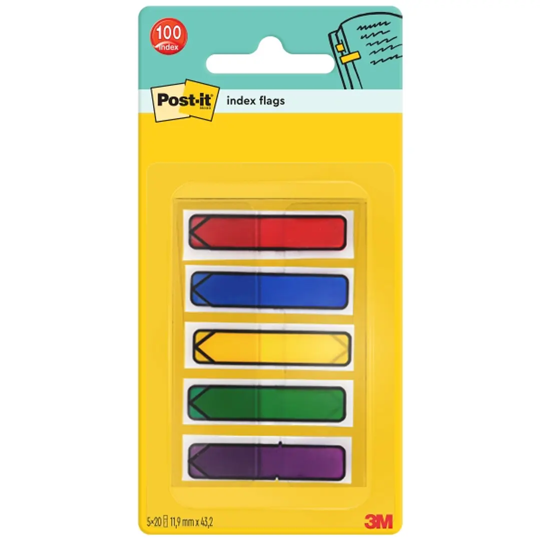 Post-It Index Dispensador con 100 Marcadores de Indice Reposicionables - Forma Rectangular - Colores Surtidos 1
