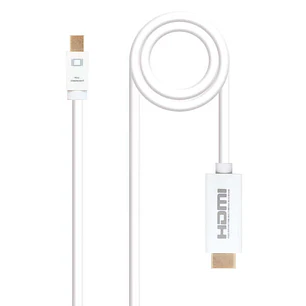 Nanocable Cable Conversor Mini DP Macho a HDMI v1.4 Macho 2m - Color Blanco