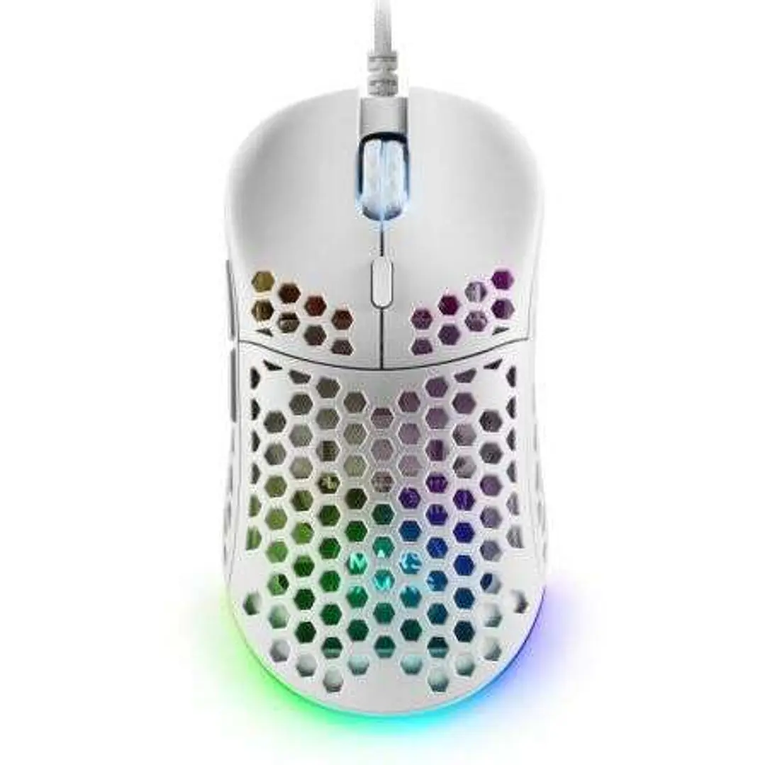 Mars Gaming MM55 Raton Gaming USB 12800dpi - Carcasa de Panel Perforado - 5 Botones - Iluminacion RGB Chroma - Uso Diestro - Cable de 1.70m 1