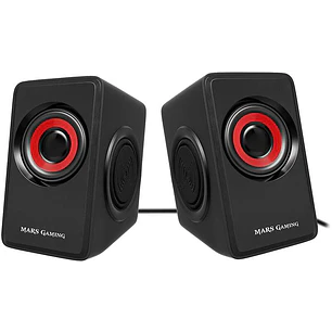 Mars Gaming MS1 Altavoces 2.0 10W USB, Jack 3.5mm - 6 Drivers de Sonido: 2 Activos y 4 Pasivos - Control de Volumen