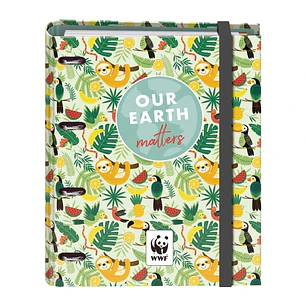 Dohe WWF Tropic Carpeta de 4 Anillas Mixtas de 35mm con Recambio de 100 Hojas - Formato Folio - Cierre con Goma - Incluye 4 Separadores y Sobre de Pol